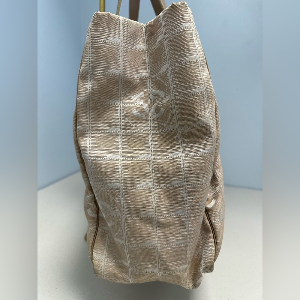 Authentic Chanel Travel Line Beige CC Nylon Leather Tote Bag - Picture 10 of 16